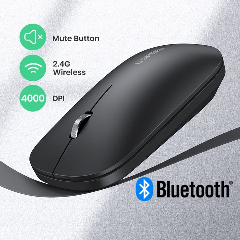 UGREEN Mouse Sem Fio Silencioso 4000 DPI Para Computador Portátil PC Souris Sans Fil 3cm Fino 2.4G