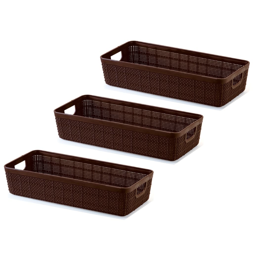 Kit 3 Cestos Decorativos Rattan Multiuso Organização Cozinha Banheiro 1,7L