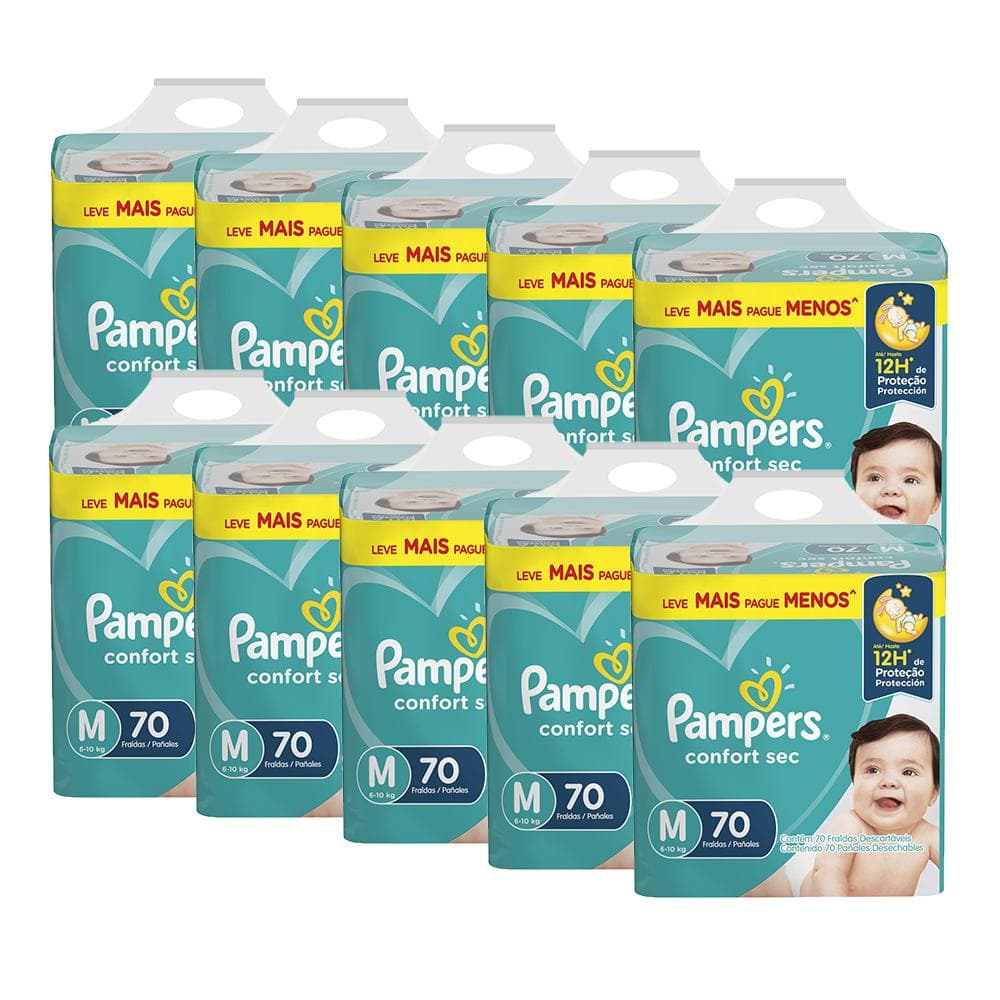 Kit Fralda Pampers Confort Sec Super Tamanho M com 700 unidades