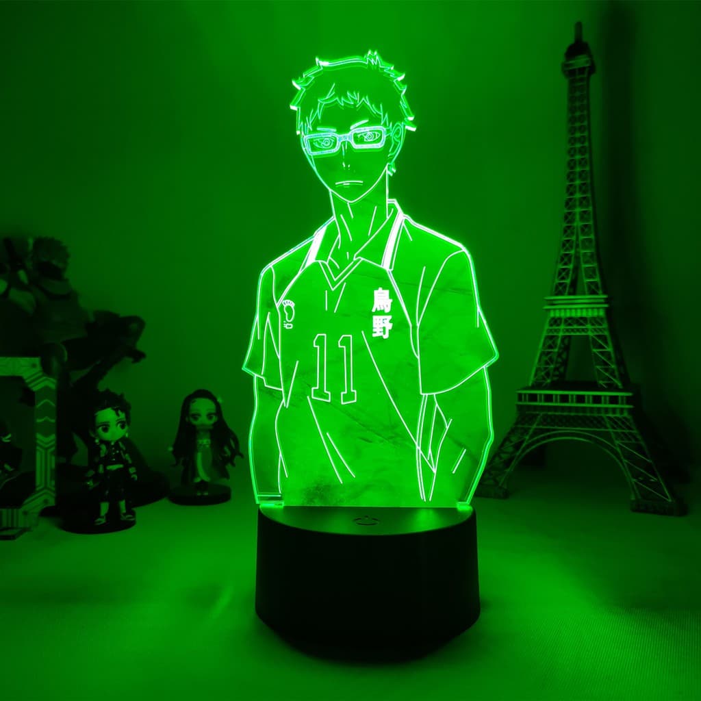 Anime Haikyuu Kei Tsukishima Figure Luminária LED 3D Noturna Presente e Decoração