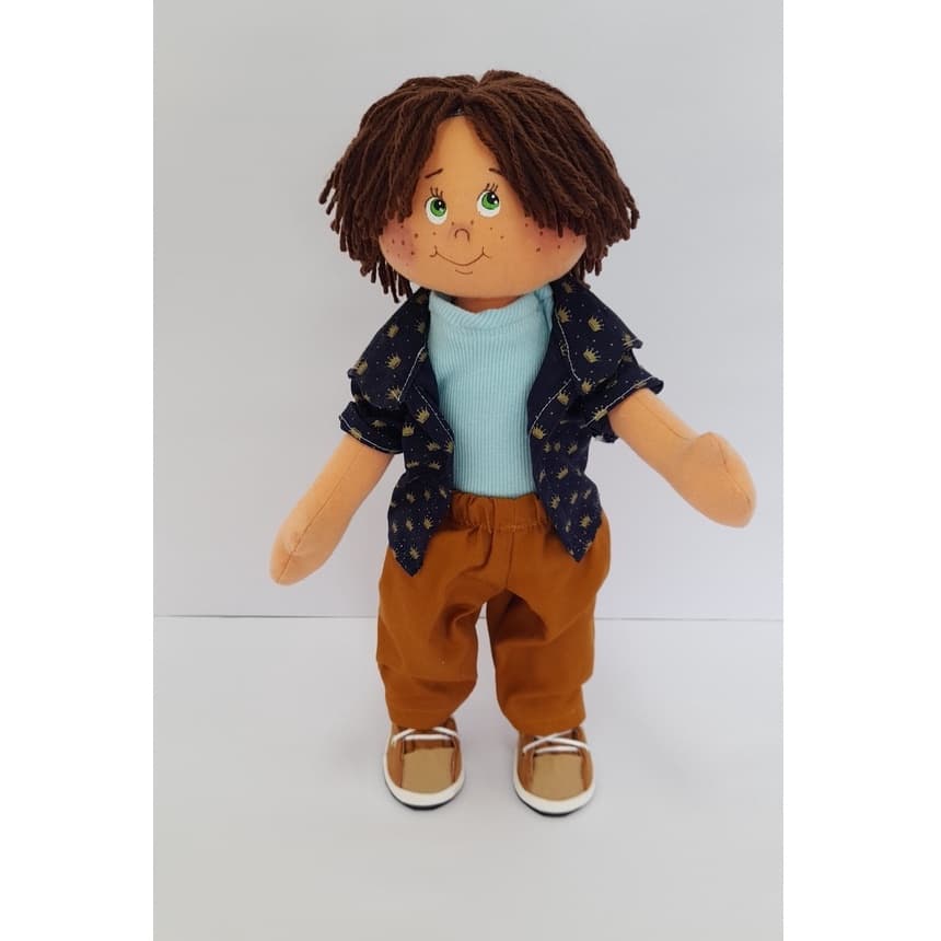 Boneco de Pano Leo Estruturado/Articulado medindo 40 cm - Fica  em Pé - Roupa Removível