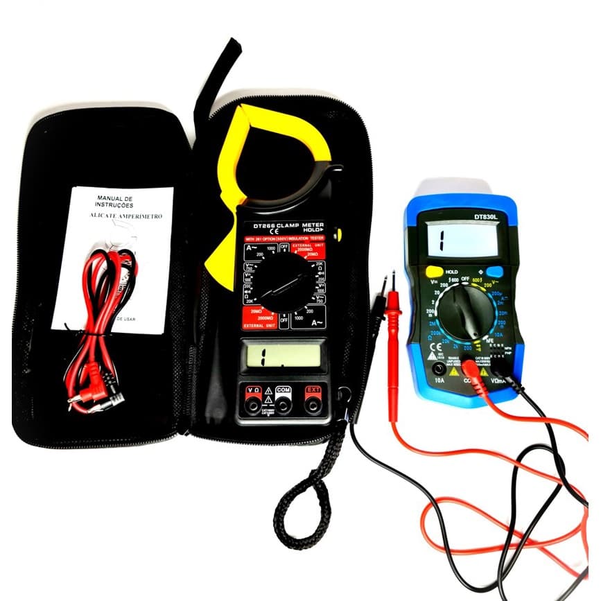 Alicate Amperimetro Dt-266 + Multimetro Digital Com Visor Lcd Dt830l