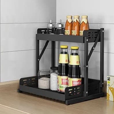 Organizador Multiuso 2 Prateleiras Dobrável Suporte Cozinha/Banheiro/Escritório LR-0039