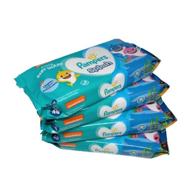 4 pacotes lenço toalhas umedecidas Pampers Splash 192 unid
