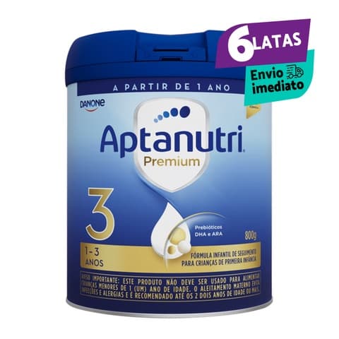 6 Latas Aptanutri Premium 3,  Fórmula em pó Infantil Danone - 800 gr
