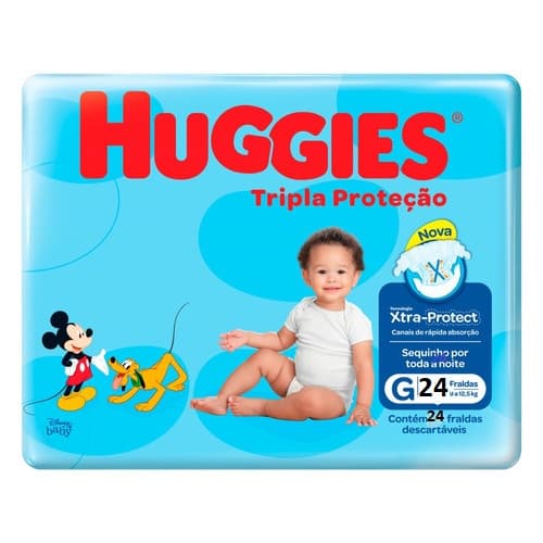Fralda Huggies Tripla Proteção Jumbo G C/ 24 Unid