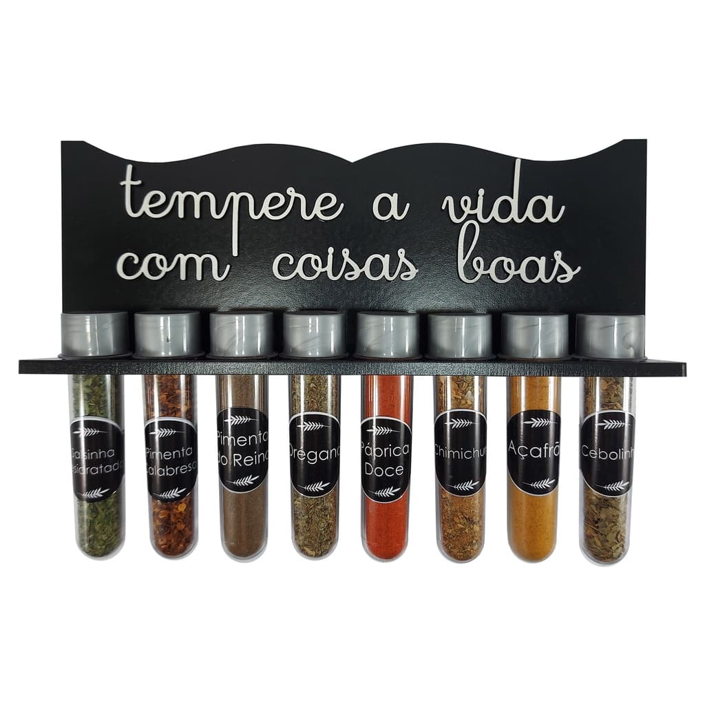 Porta Condimento / Tempero em MDF com 8 Temperos Diferentes