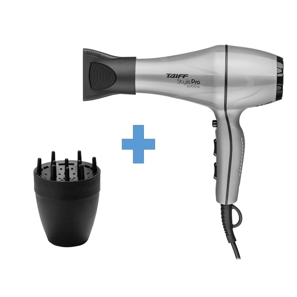 KIT TAIFF - SECADOR CABELO PROFISSIONAL STYLE PRO 2000W PRATA 220V + DIFUSOR NOVO SMART