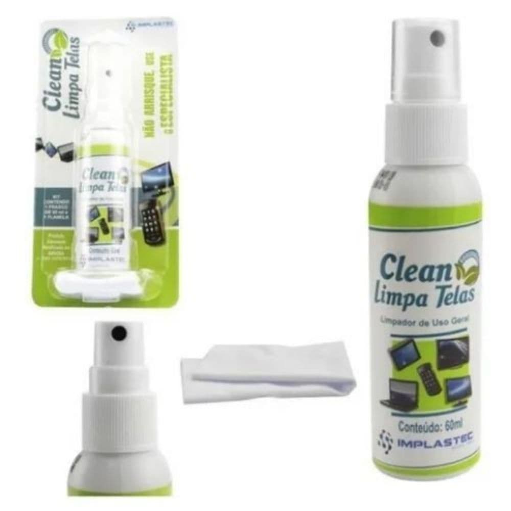 05 x Limpa Tela 60ml Com Flanela Celulares Notebook Tvs
