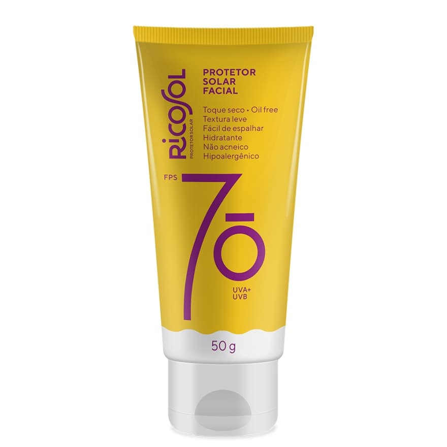Ricosol Protetor Solar FacialToque Seco Oil-free FPS 70 Vegano 50g