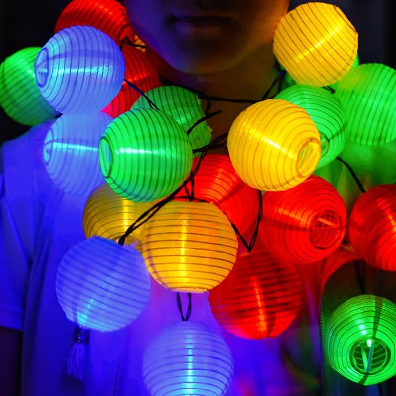 Fio De Led Com 10 Balões Cordão Luminária Lanterna Oriental pequena Led Para Festa Decoração Luminária