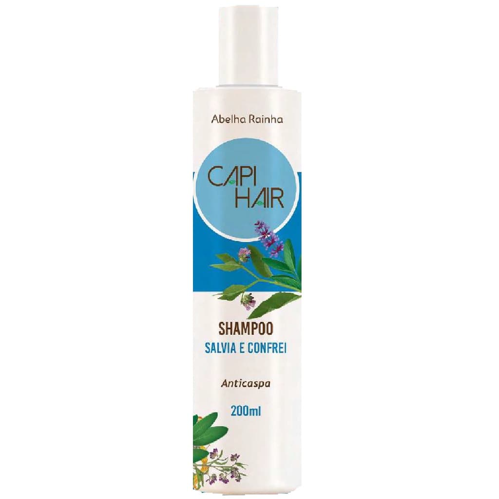 Shampoo Hidratante Anticaspa Sálvia e Confrei Capi Hair Abelha Rainha 200ml