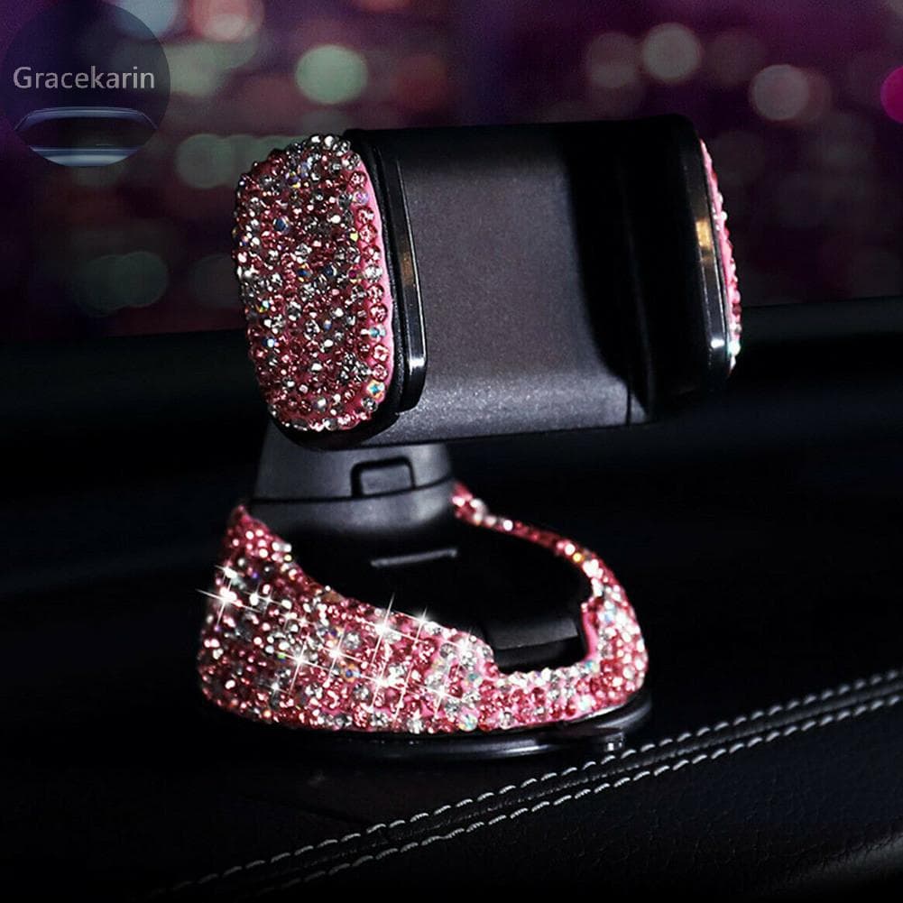 Suporte Do Telefone Carro Painel Rosa Cristal Bling Meninas Acessórios Interiores