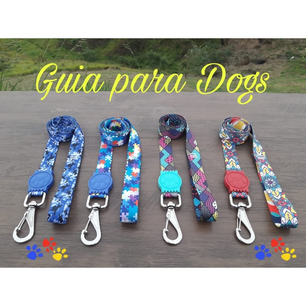 Guia para cães com mosquetão giratório.Guias medindo 1.20m, 1.50m e 2.0m de comprimento.