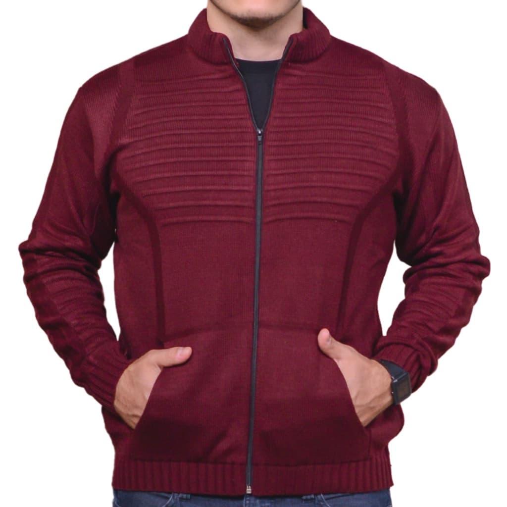 Jaqueta Masculina Blusa De Frio Casaco Aberto Com Bolso E Ziper Tricot