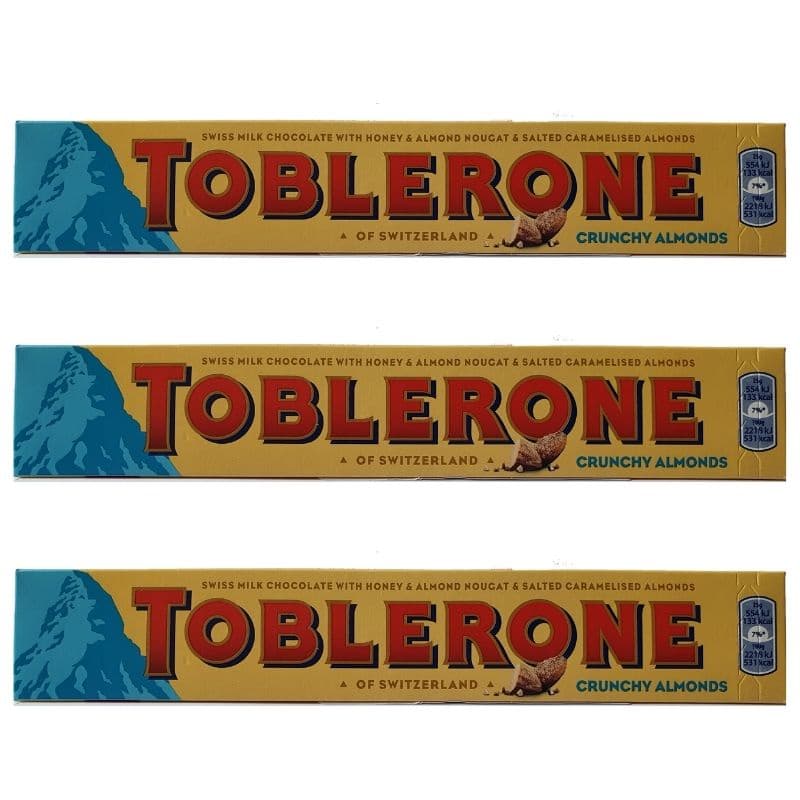 Kit 3 Chocolate Toblerone Aoleite C/Amendoas Importado 100Gr