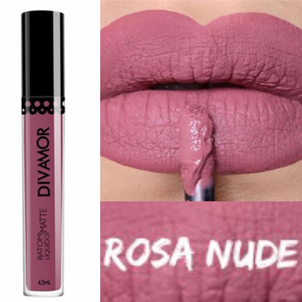 Batom Líquido Matte Divamor Rosa Nude