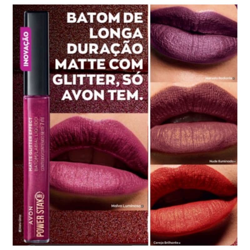 batom liquido matte glitter power stay avon 7 ml(escolha o seu)