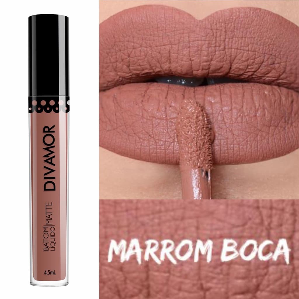 Batom Líquido Matte Divamor Marrom Boca