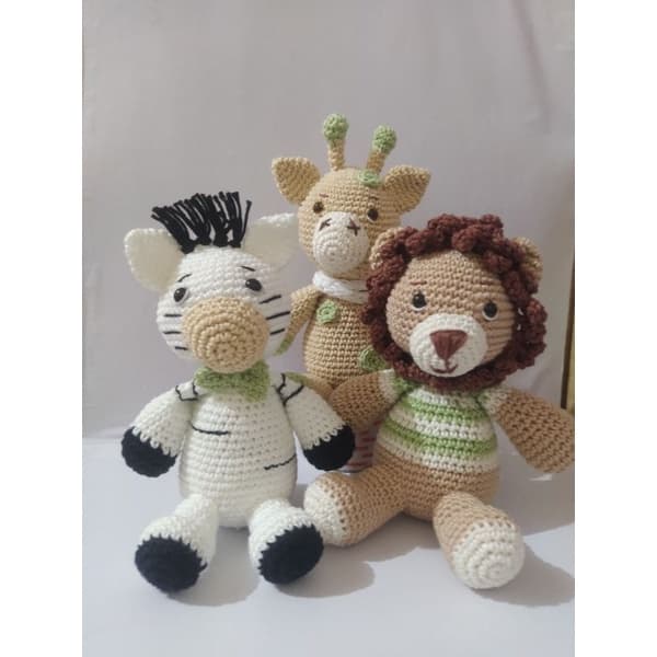 kit 3  safari crochê amigurumi