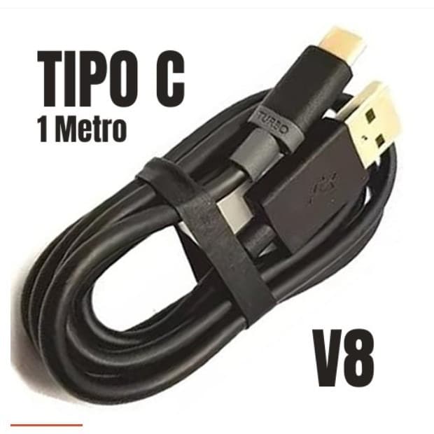 Cabo Carregador Turbo Rápido para celular  V8 Micro Usb Tipo C 1 Metro