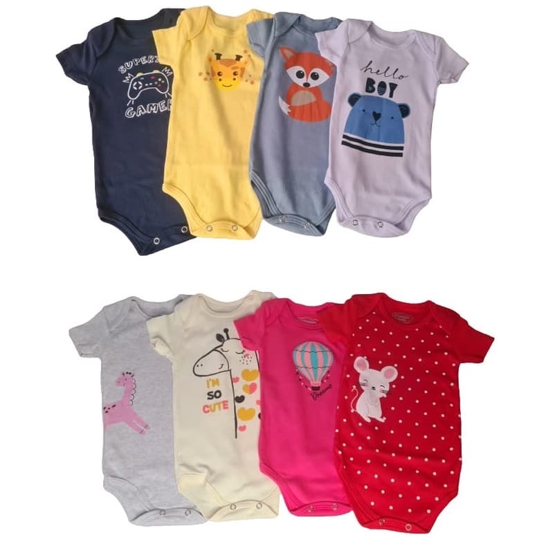 Body bebê manga curta menino ou menina - estampas sortidas - roupa para bebe - bodies de bebe - enxoval de bebe - body infantil masculino e feminino
