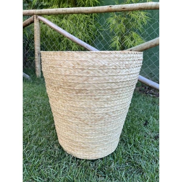 cesto de palha artesanal cônico (+-40cm) -  decoração rustica cestaria presente cesta Organizador banheiro roupa cachepo