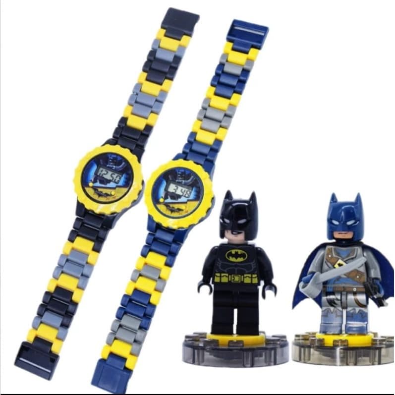 Relógio Infantil Digital Montar Blocos Personagens Boneco Lego Batman Frozen Hulk Frozen