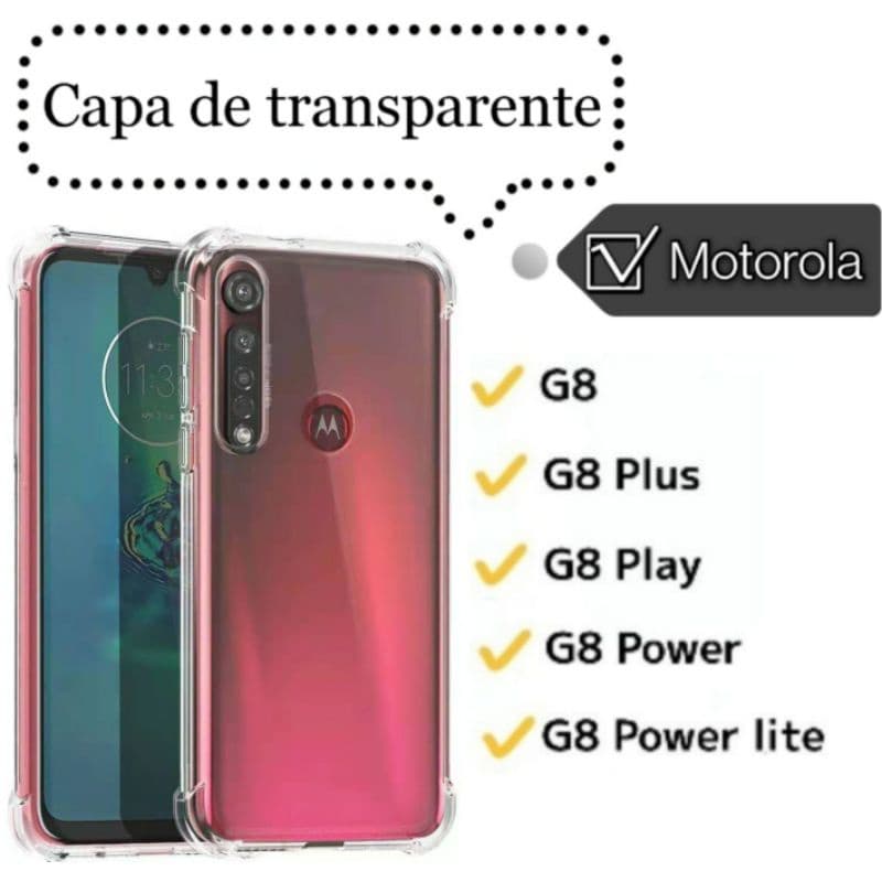 Case Capa Capinha Motorola Moto G8 Plus Play Power Lite Transparente Anti Impacto TPU motoG8 G8Play G8Plus G8Power