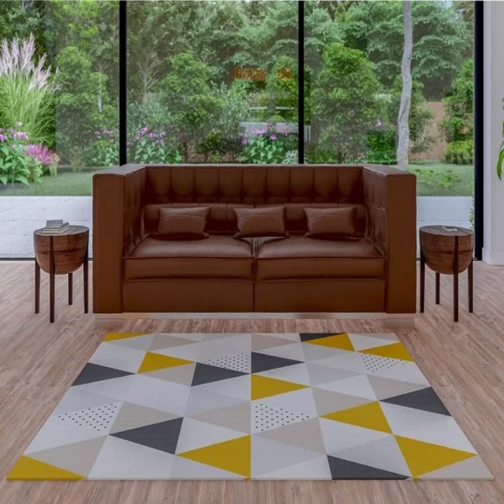 Tapete de Sala Emborrachado Geométrico 118x70 Base Antiderrapante