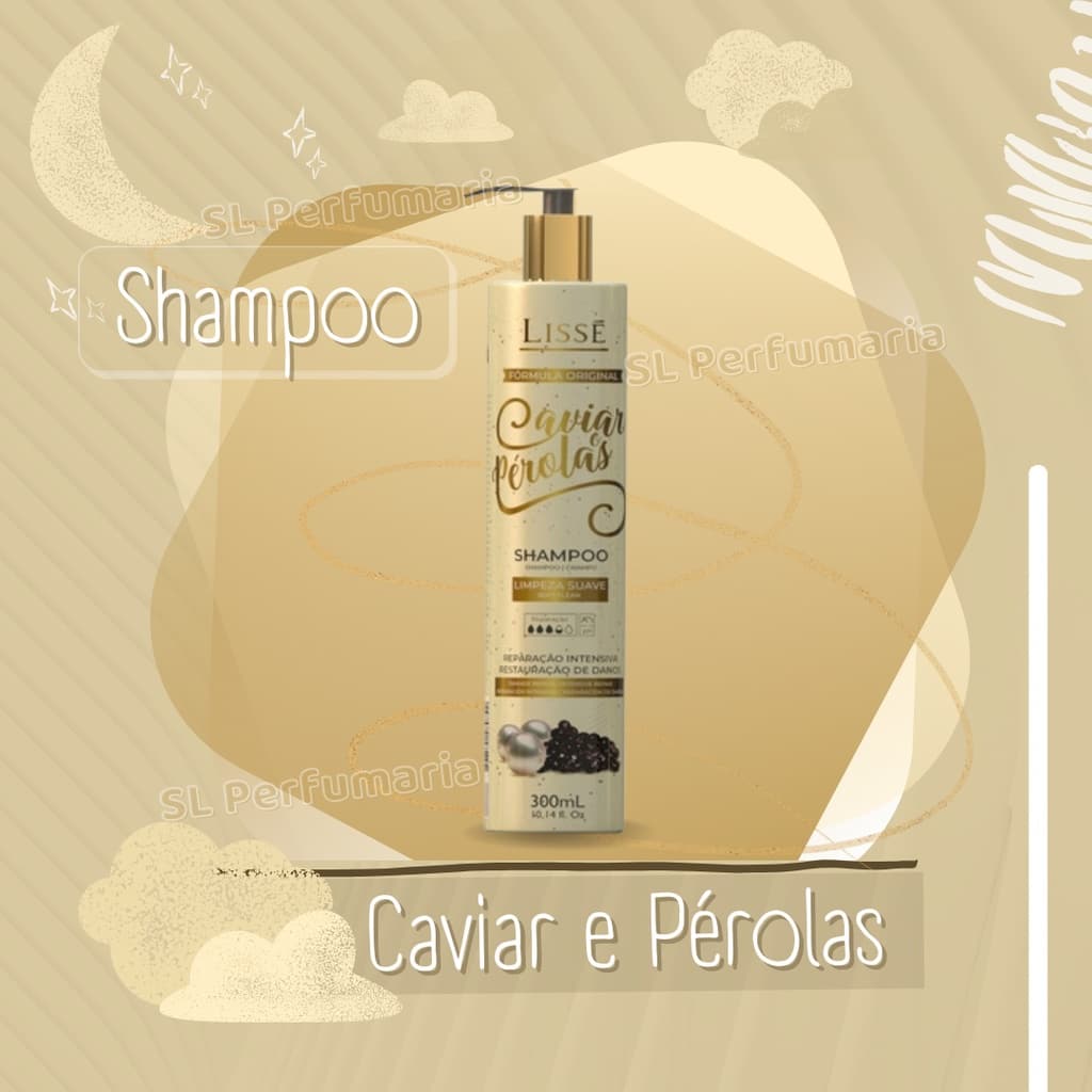 Shampoo Caviar e Pérolas Lisse Profissional. Hidratante, Regenerador e Nutritivo.