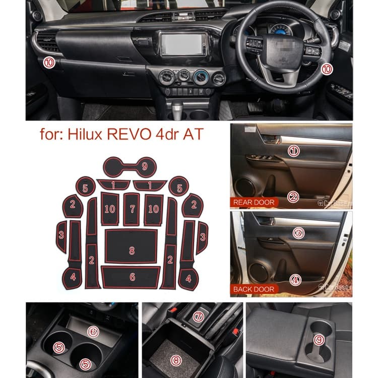 Tapetes De Borracha Antiderrapantes Para Toyota Hilux Revo 2016 Porta-Copos De Carro-Interior Automotivo-À Prova D'água 