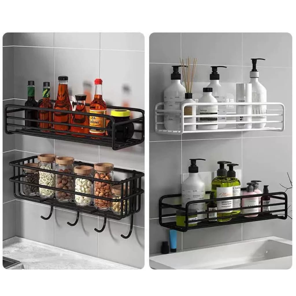 suporte multi - uso de metal prateleira de banheiro, shampoo, sabão,  suporte adesivo para parede para cozinha e banheiro