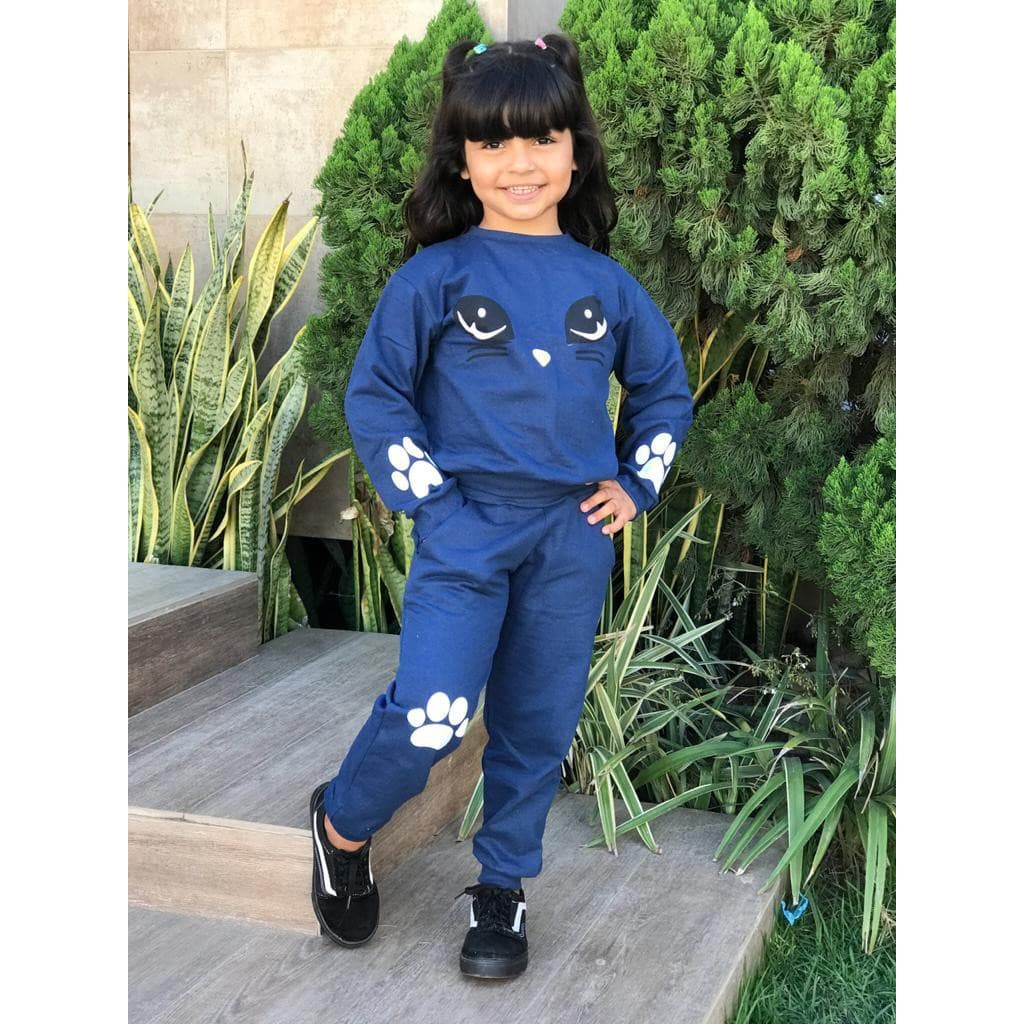 Conjunto de Moletom Infantil Para Meninas Moletom Flanelado Blusão e Calça Moletom Infantil
