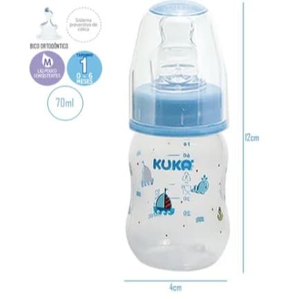 Mamadeira KUKA Natural Color 70Ml Bebê Essencial Para O Bebê Alta Qualidade Enxoval Completo