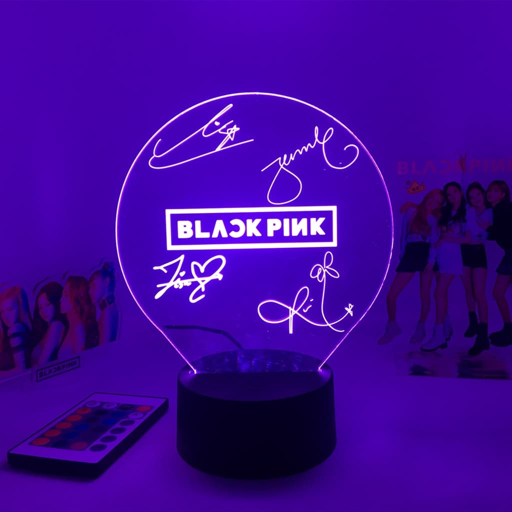 KPOP BLACKPINK JENNIE LISA ROSE JISOO Model Figure Lâmpada Led Noturna Luminária acrílico led 3d abajur