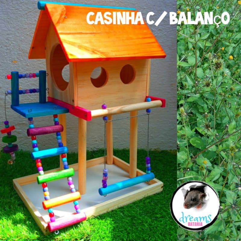 Playground casinha com balanço, parquinho para calopsita, periquito e  agapornis