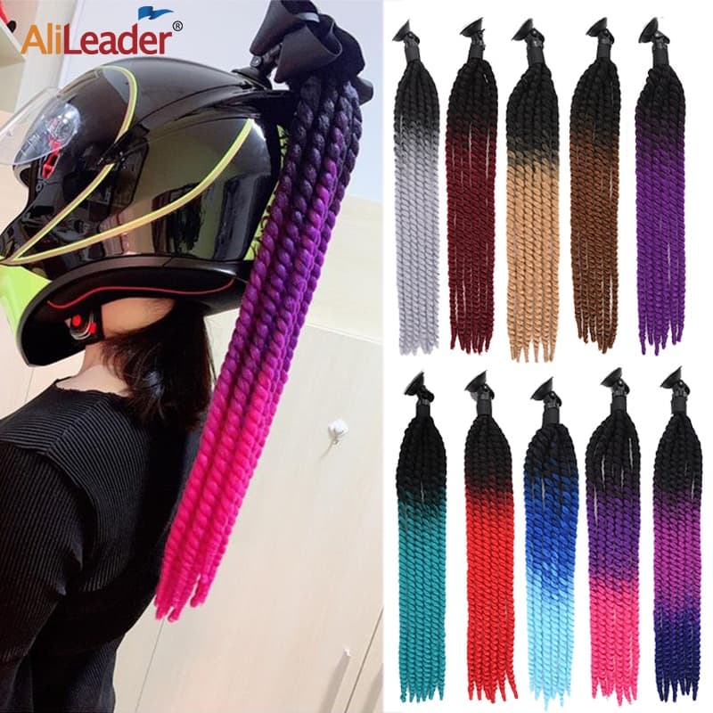 Capacete Dreadlocks Trança Para O Da Motocicleta Sujo Pigtail Sintético Gradiente Torção Rabo De Cavalo Com Otário
