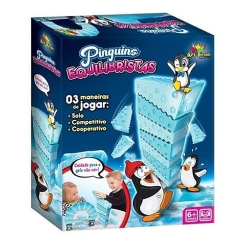 Jogo Pinguim Equilibrista Cubos Divertido Familia Art Brink