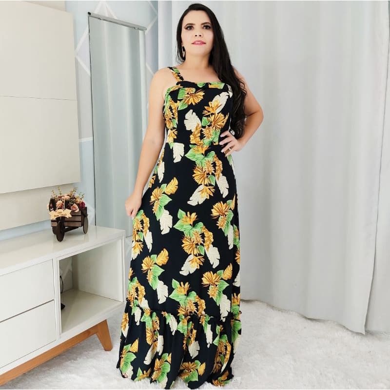 vestido Longo Feminino vestido de alça larga vestido feminino vestido longo