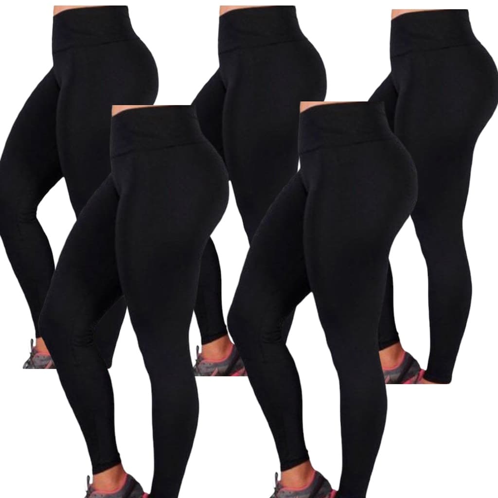 Kit 5 Legging Suplex Feminina PRETO top Calça Academia Esportiva Feminino Fitness