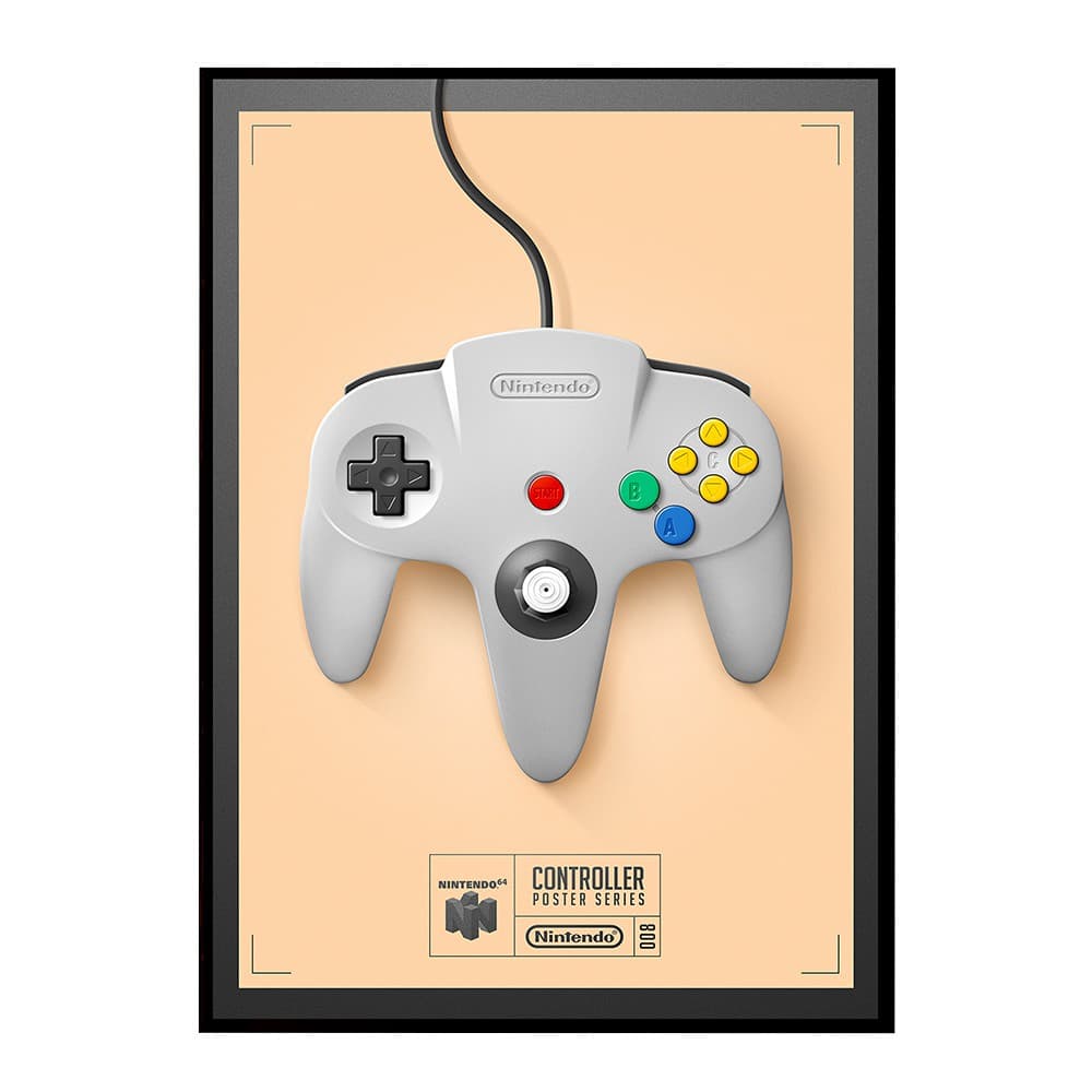 Quadro Poster Decorativo Controle Nintendo 64 Retro Game Video Game Tamanho 30 x 42 cm