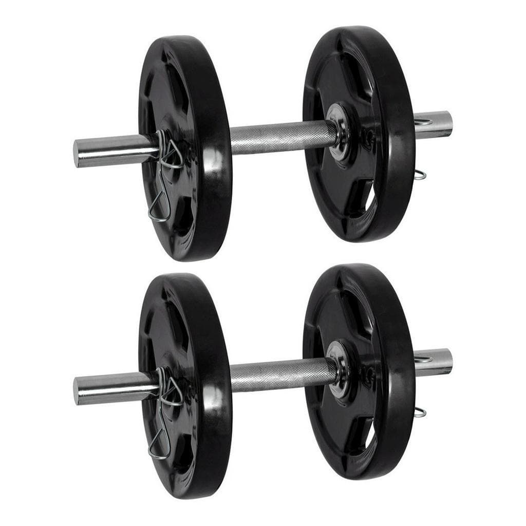 Kit Par Halteres 40cm + 20kg Anilhas Sport Emborrachadas Kit Treino Musculação
