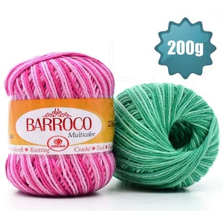 BARBANTE BARROCO MULTICOLOR 200G- 226 Metros/ IDEAL PARA CROCHE E TRICO