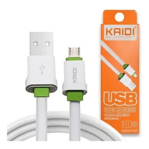 Cabo de carregador RÁPIDO 1M KAIDI V8 (MICRO USB) /IPHONE/TYPE-C Reforçado kaidi