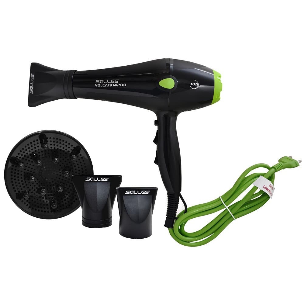 Secador de Cabelo Profissional Volcano4200 2200w / 110v  Verde - Salles Profissional
