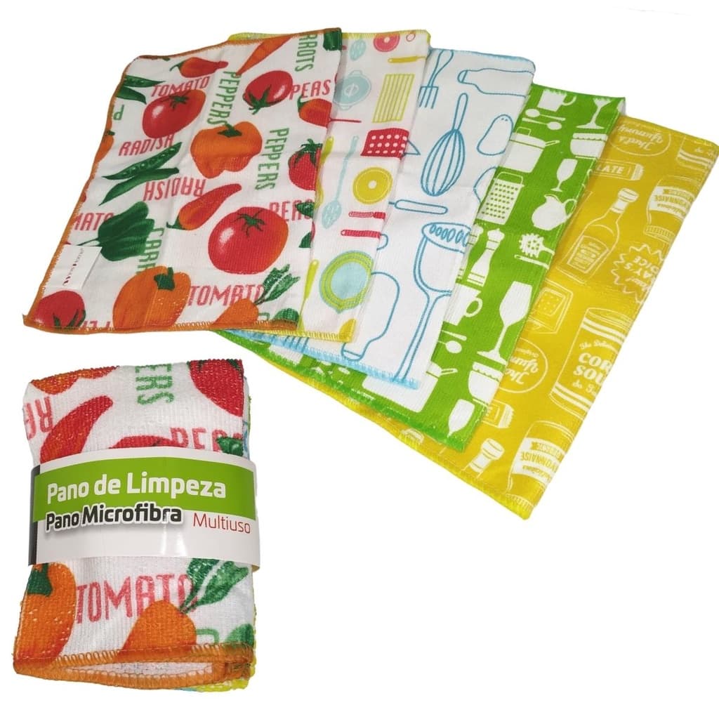 kit 5 Pano Toalha Multiuso 30x30cm Microfibra Carro Móveis Cozinha