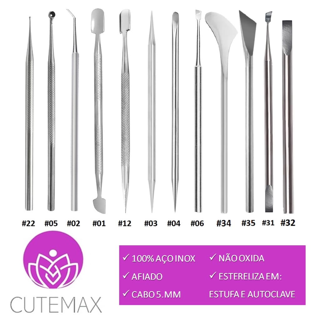 Kit Completo Com 12 Instrumentos Para Manicure Profissional Cutemax