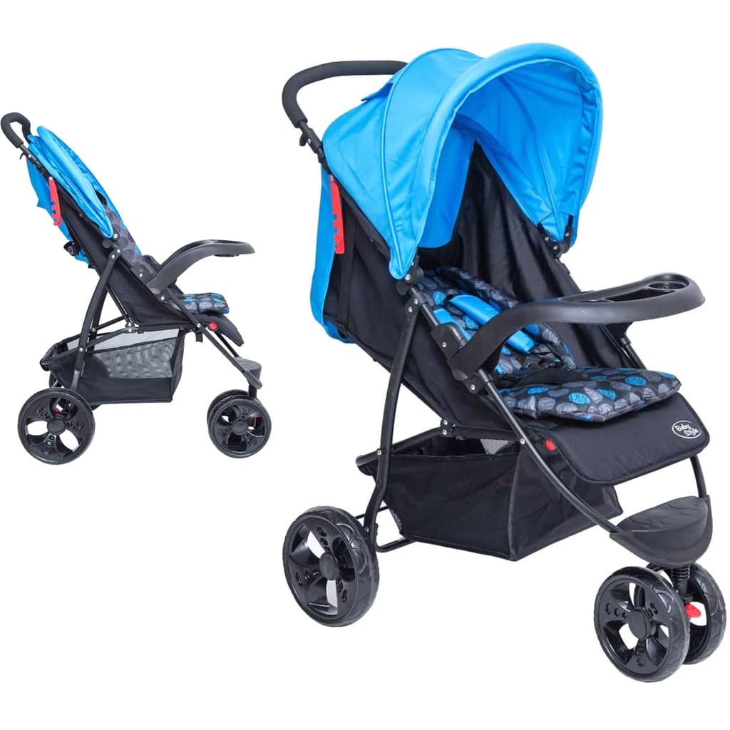 Carrinho de Bebê Passeio Urban 3 Rodas Grandes Triciclo - Baby Style Azul