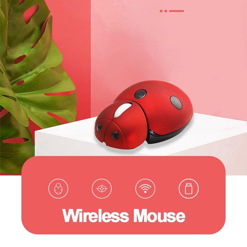 2.4G Mouse Óptico Sem Fio Mini Rato Bonito Dos Desenhos Animados Da Forma Animal Joaninha Ratos Para Portátil Computador